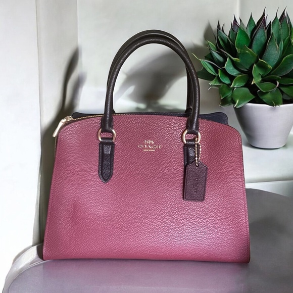COACH GENUINE PEBBLE LEATHER CHANNING CARRYALL SATCHEL COLORBLOCK  👜 - Picture 1 of 9